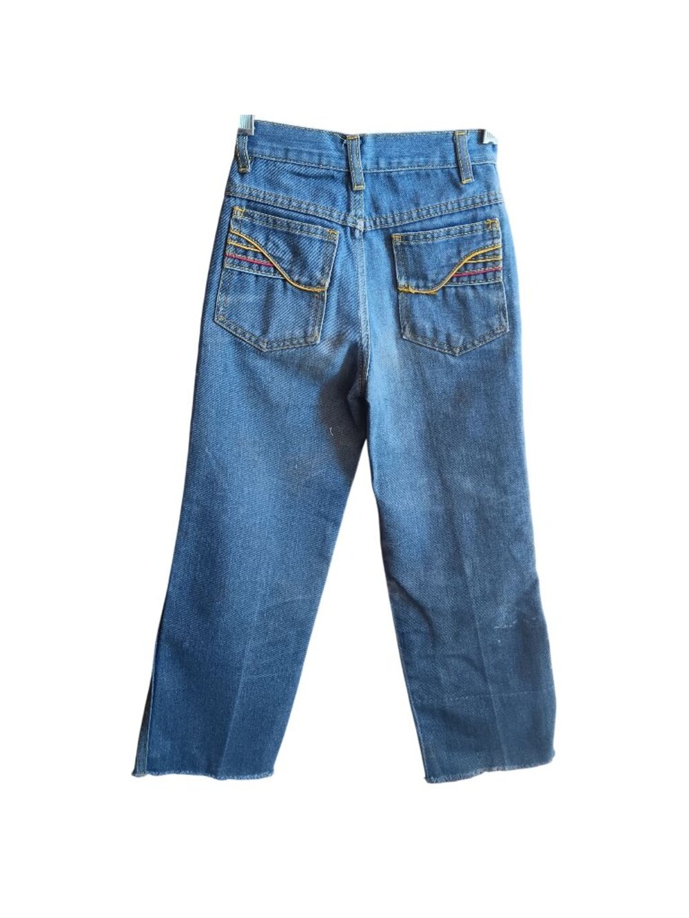 Vintage boys 8 20x22 Jeans Blue Denim Straight-Leg Frayed Back Pocket Stitching